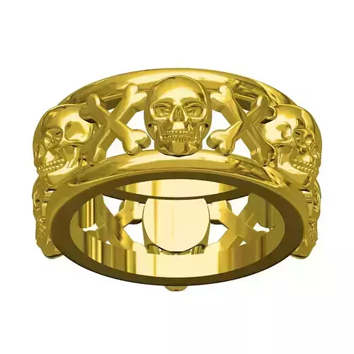 Skull and Bone Wedding Band for Men