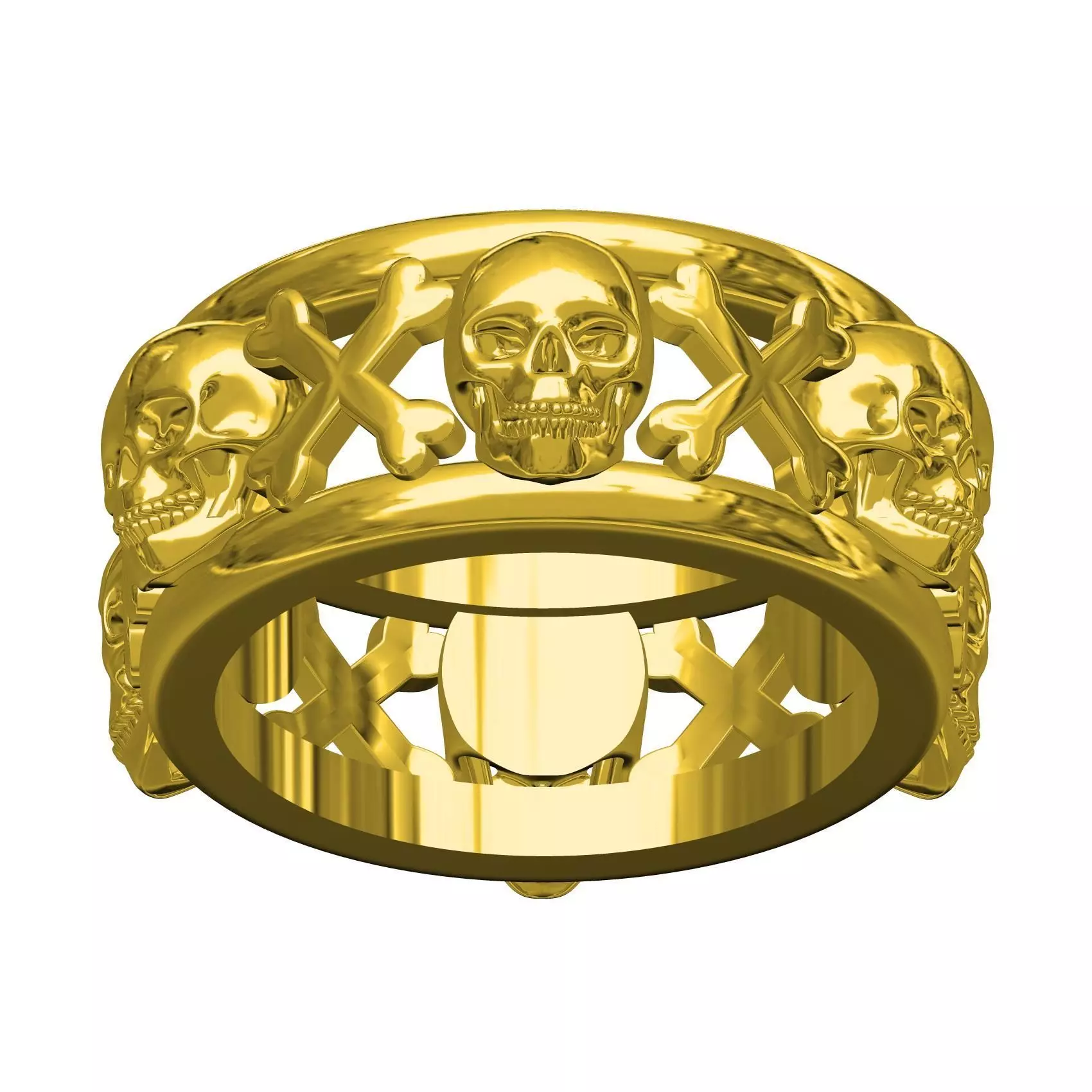 Skull and Bone Wedding Band for Men 3D print model_0