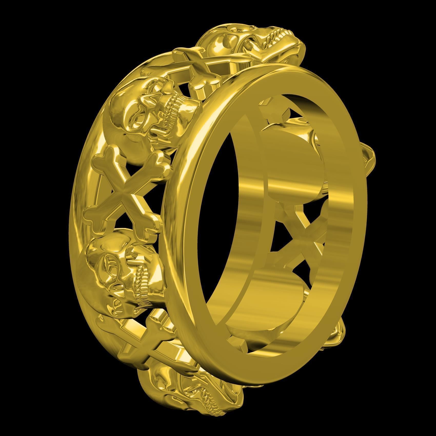 Skull and Bone Wedding Band for Men 3D print model_11