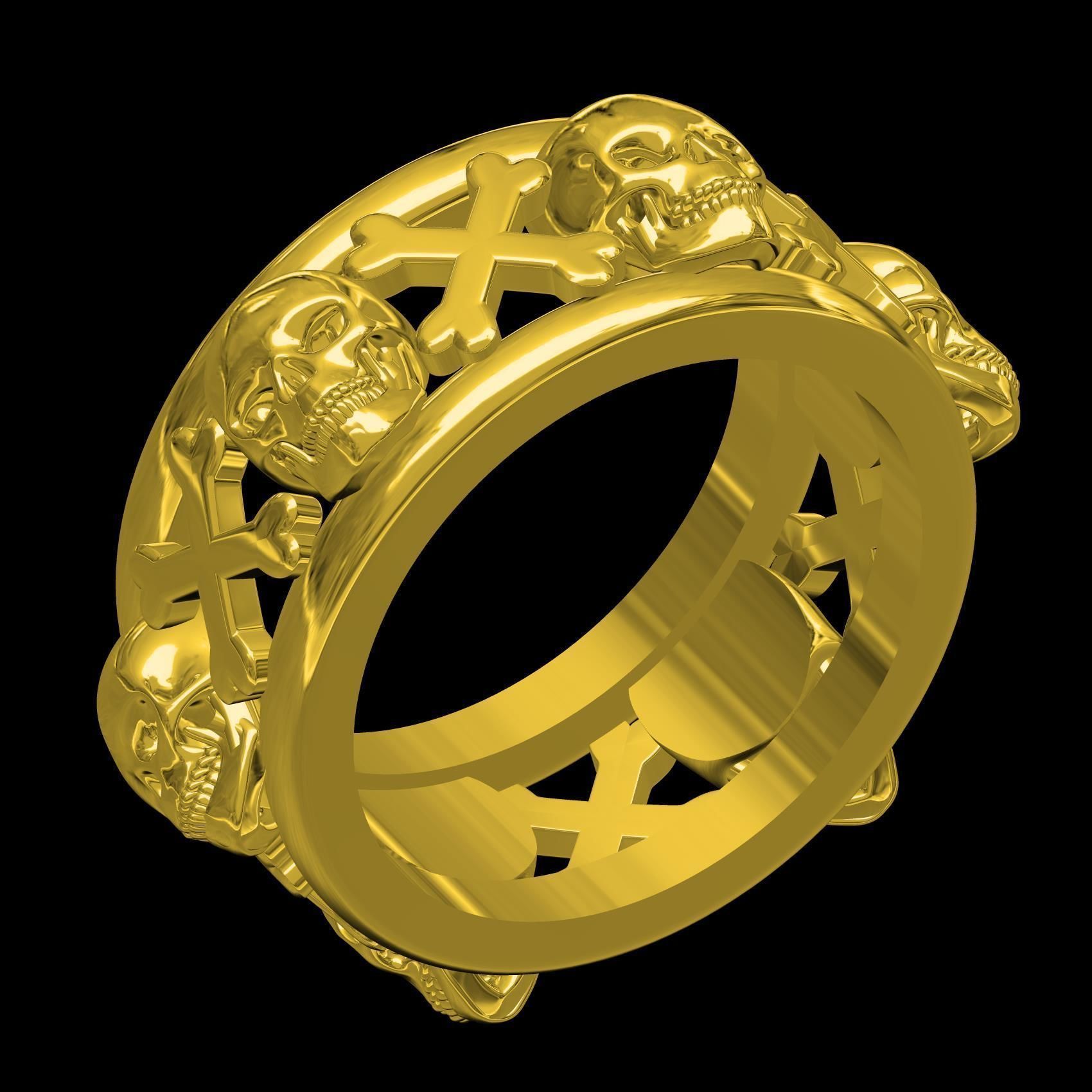 Skull and Bone Wedding Band for Men 3D print model_9