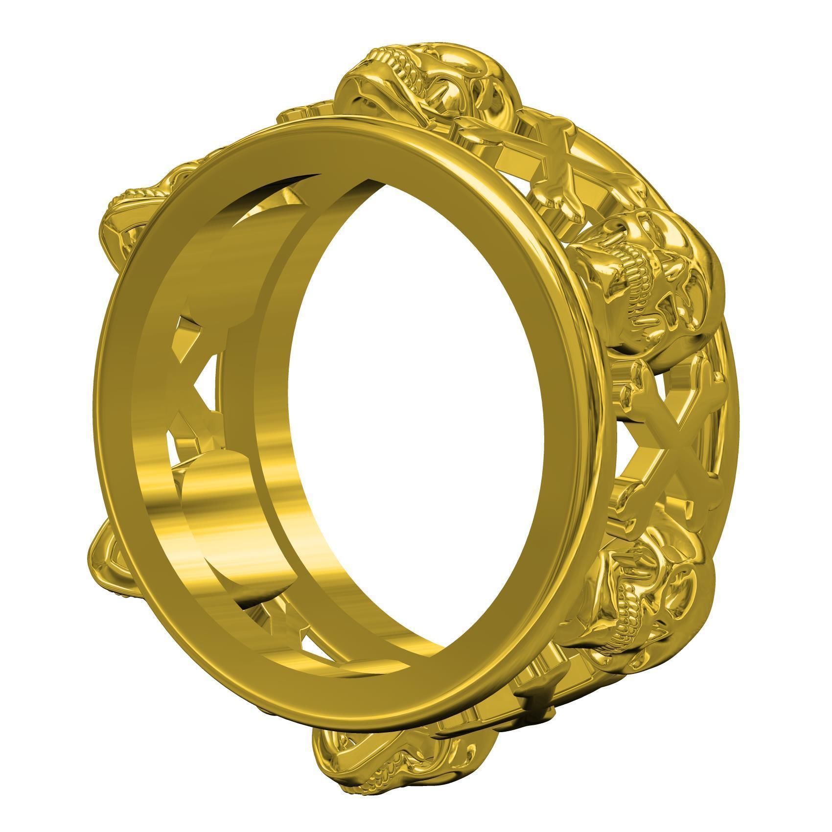 Skull and Bone Wedding Band for Men 3D print model_7