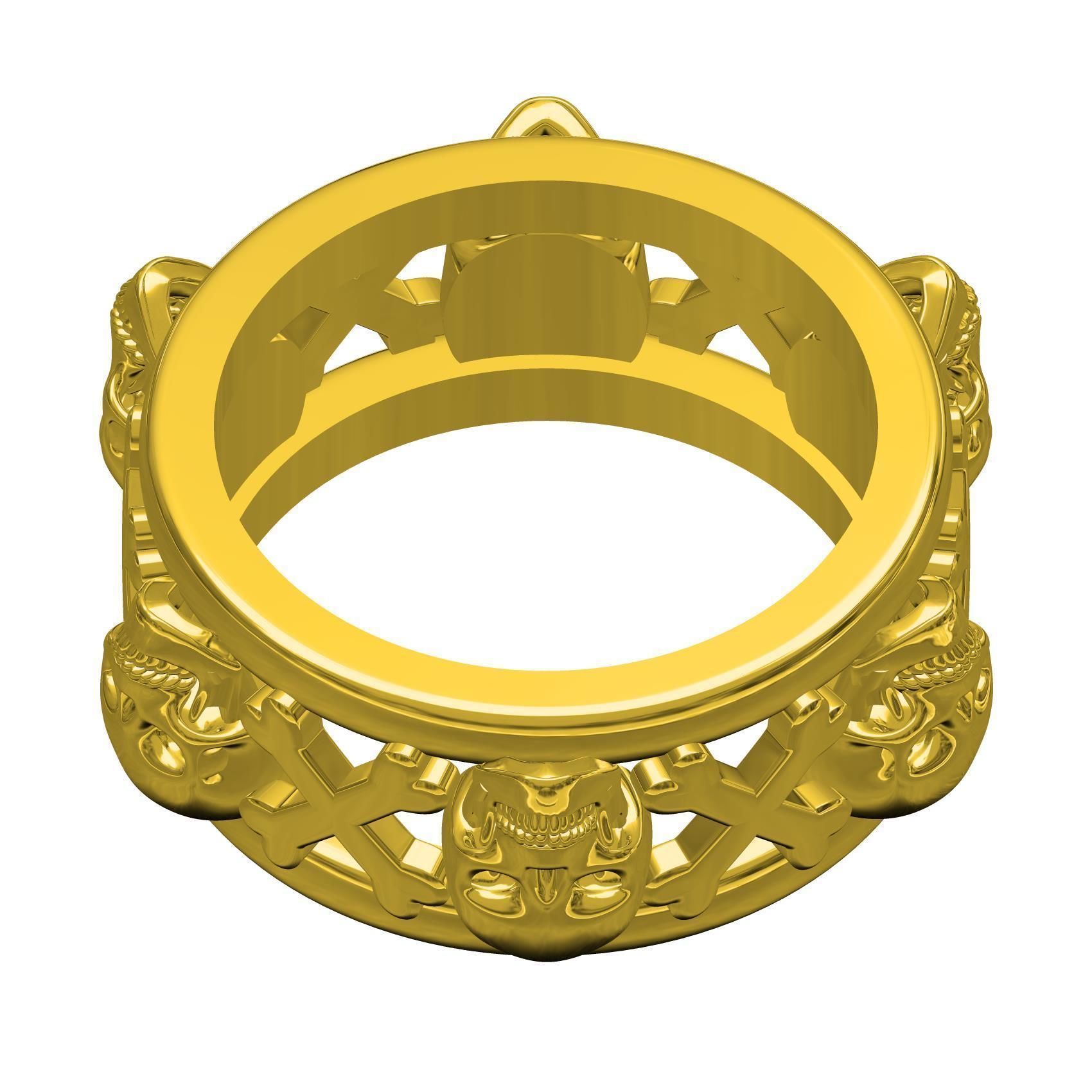 Skull and Bone Wedding Band for Men 3D print model_5
