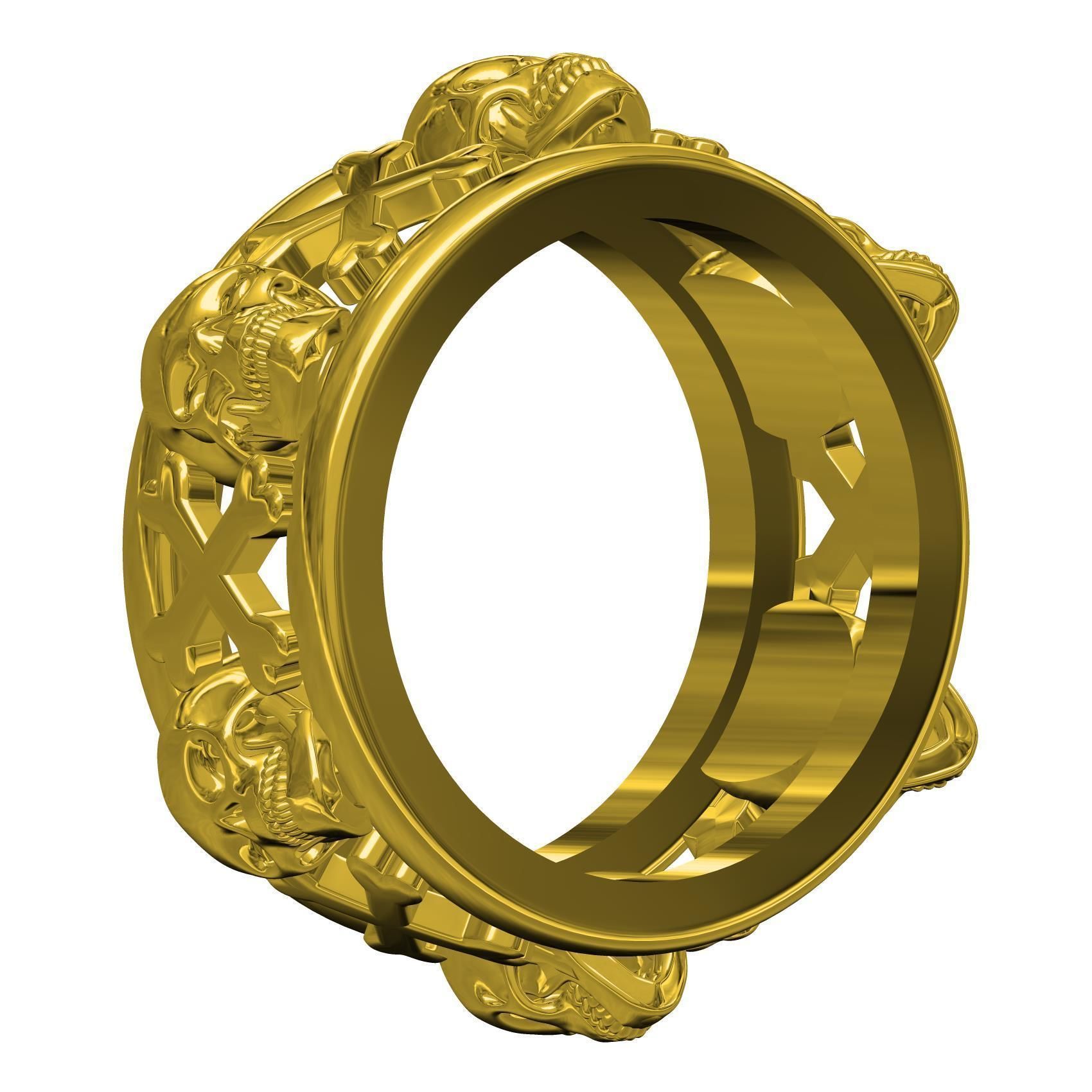 Skull and Bone Wedding Band for Men 3D print model_6