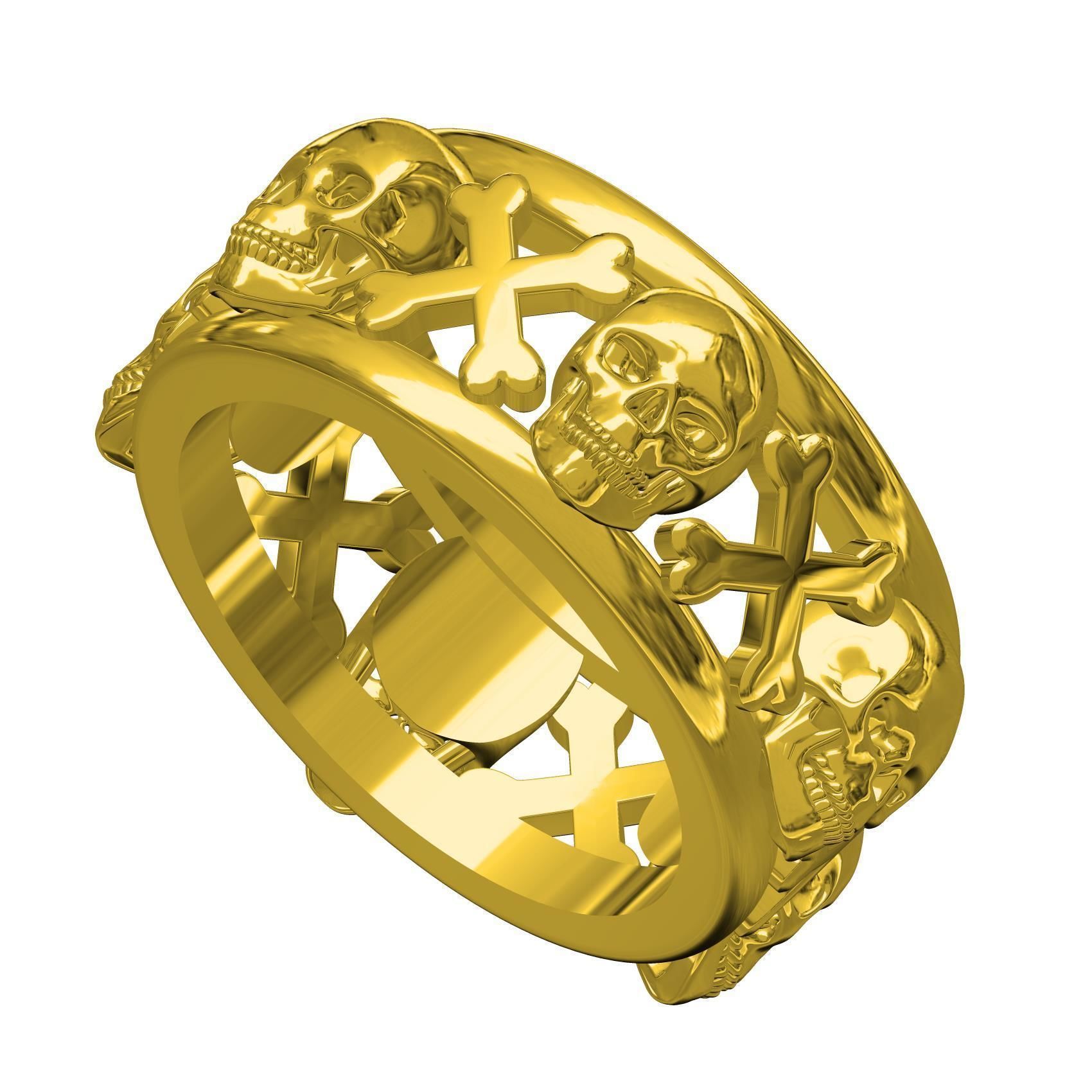 Skull and Bone Wedding Band for Men 3D print model_2