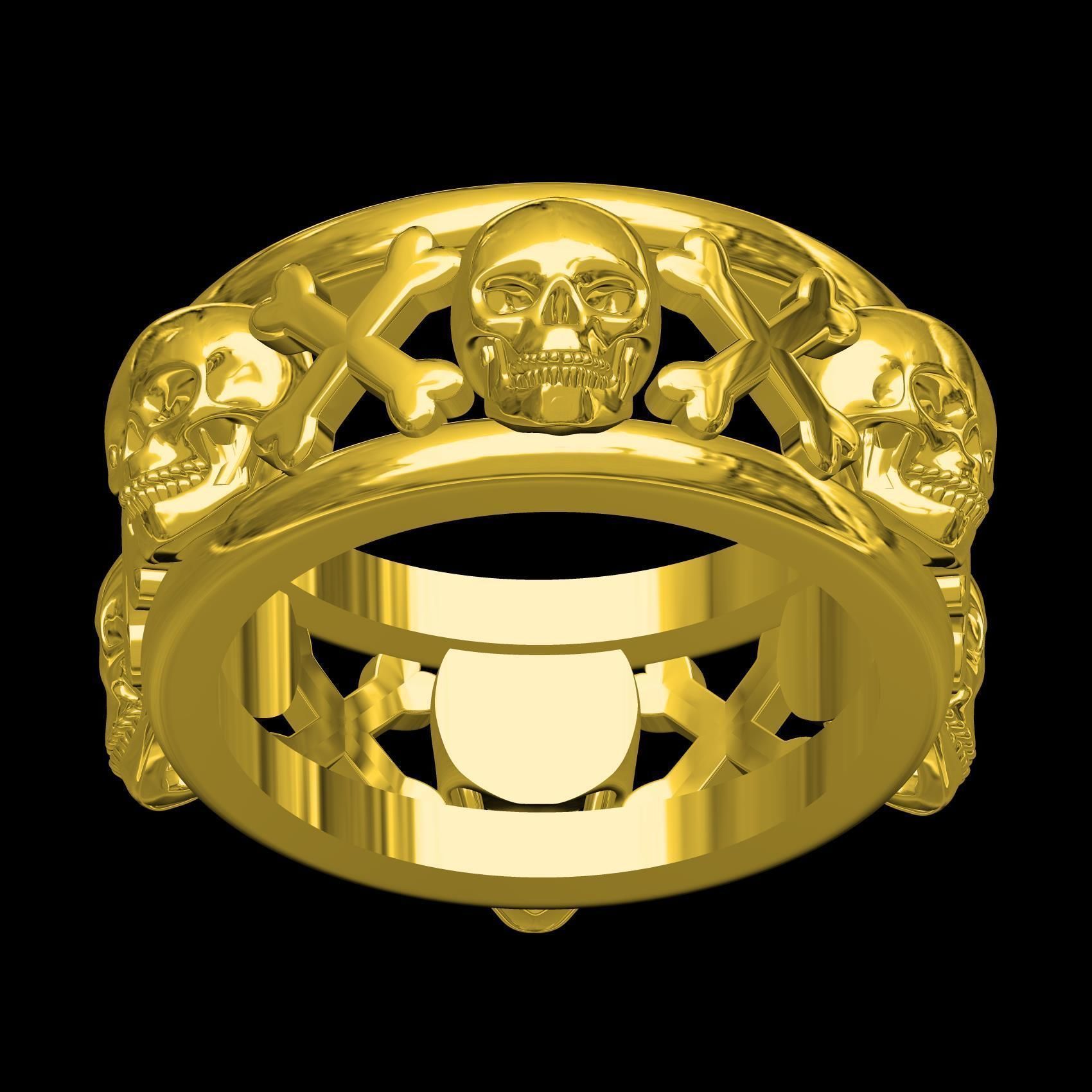 Skull and Bone Wedding Band for Men 3D print model_8