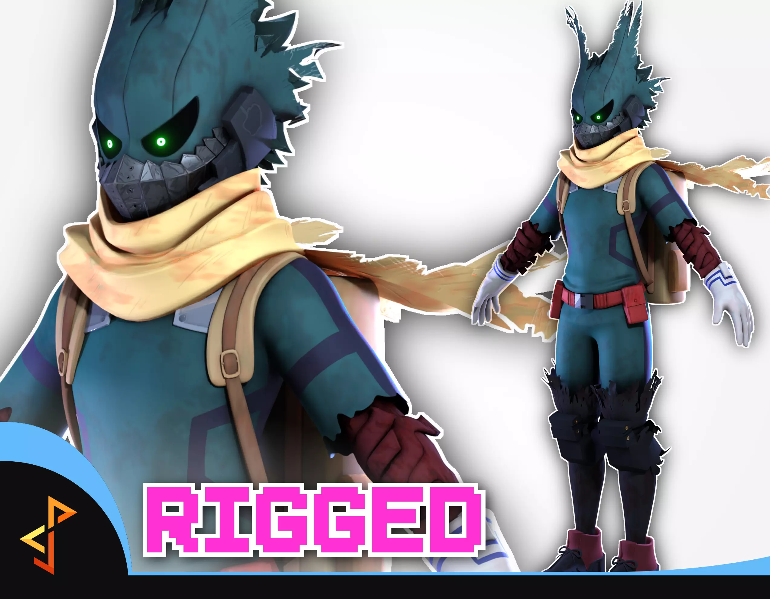 Edgy Midoriya from Boku no hero academia - Rigged Low-poly 3D model_0
