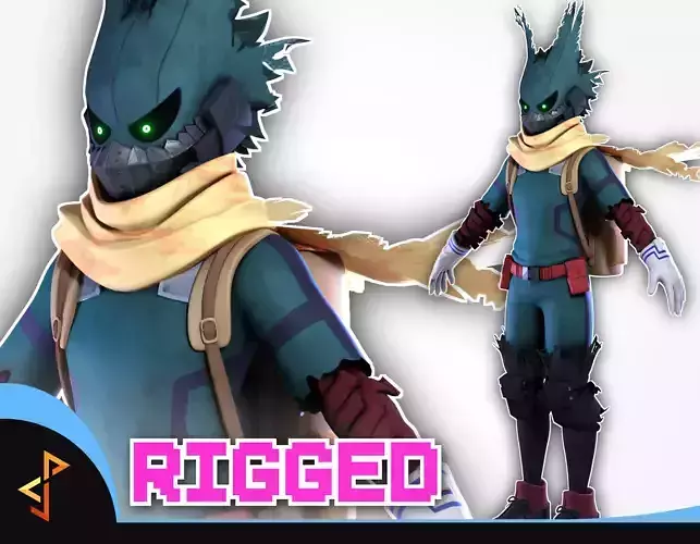 Edgy Midoriya from Boku no hero academia - Rigged Low-poly 3D model