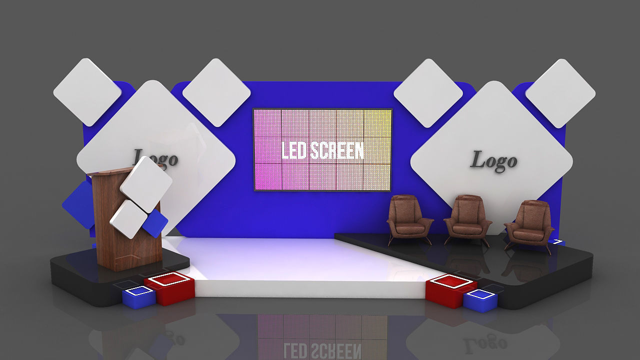 Event Stage Design Low-poly 3D model_1
