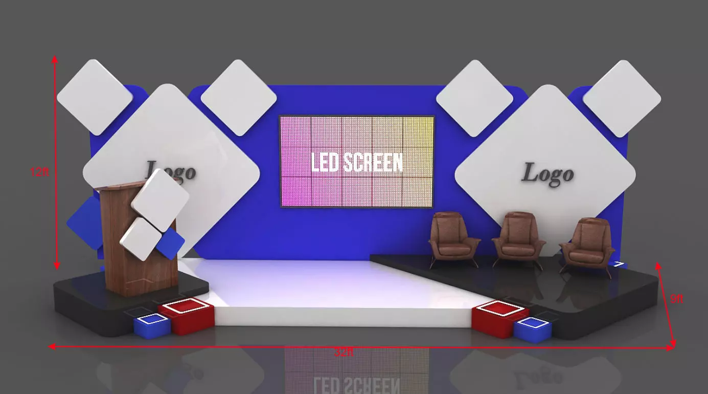 Event Stage Design Low-poly 3D model_0