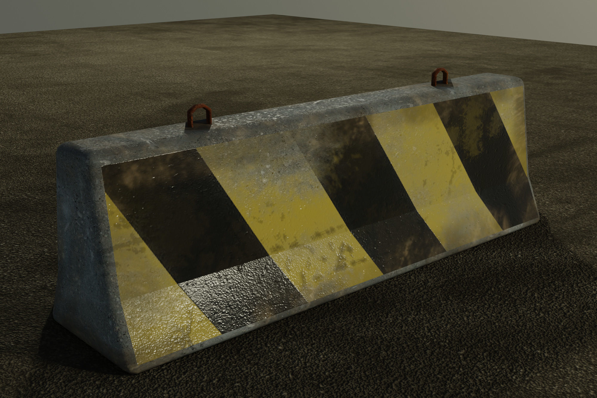 Road Barriers Set Low-poly 3D model_3