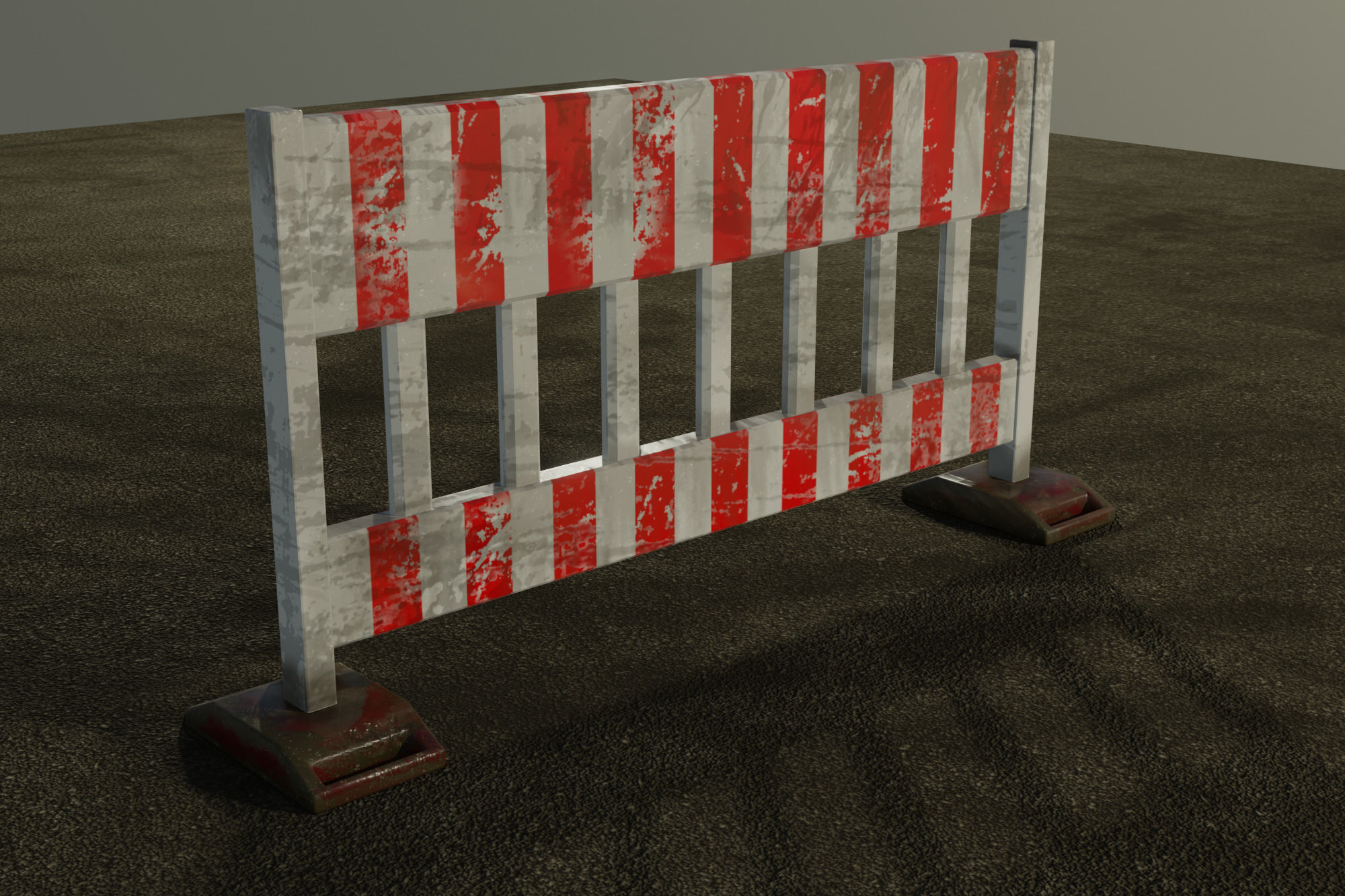 Road Barriers Set Low-poly 3D model_4