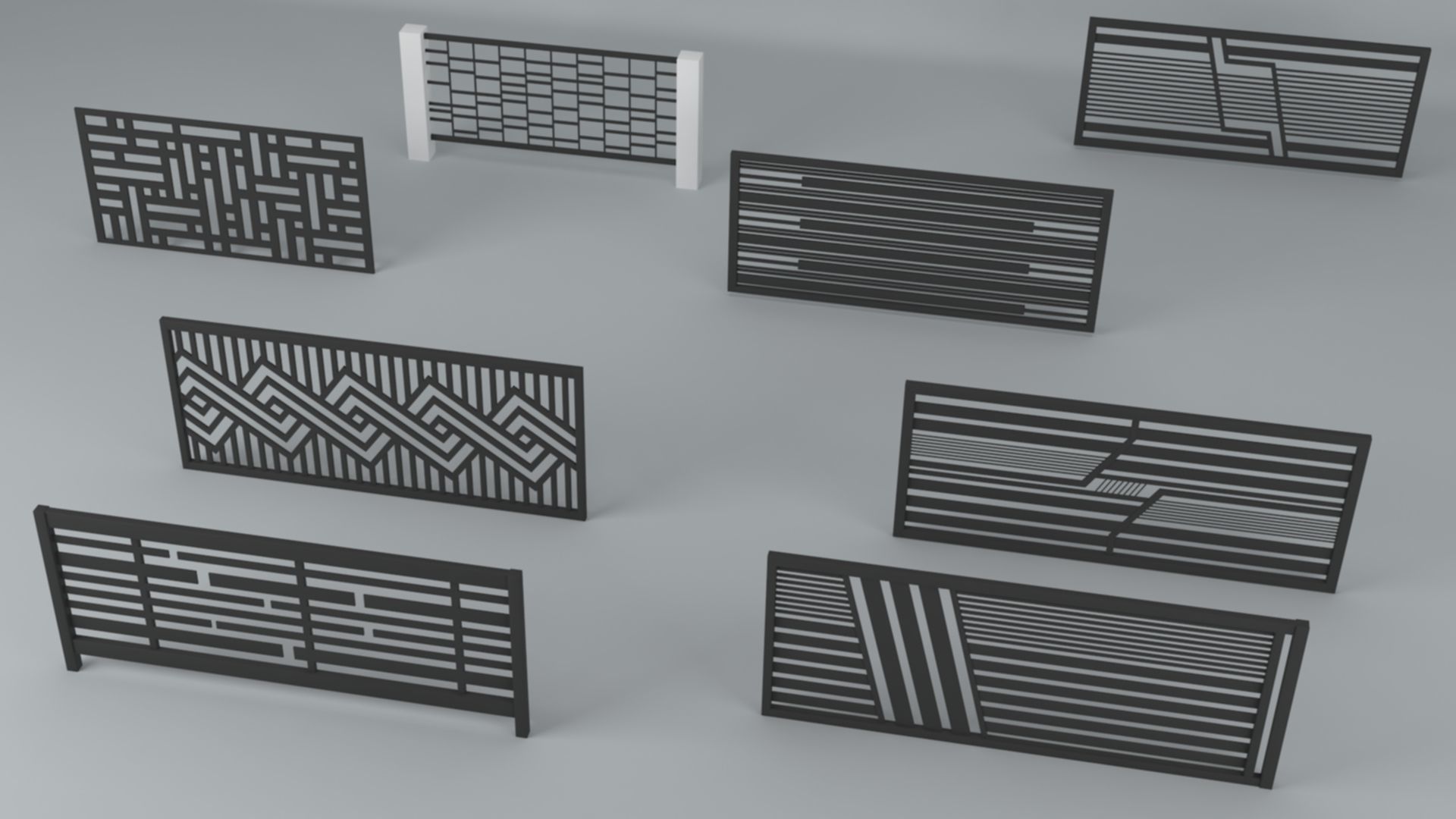Modern Fences 3D model_1