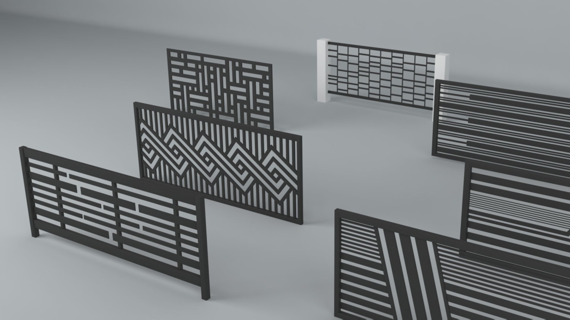 Modern Fences 3D model_13