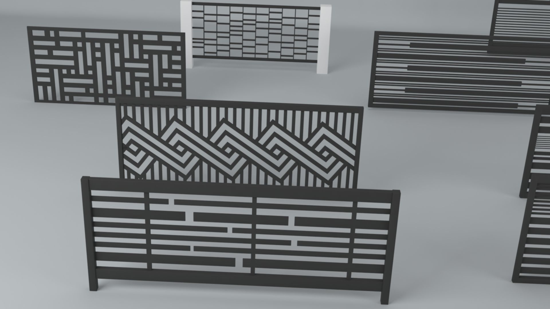 Modern Fences 3D model_2