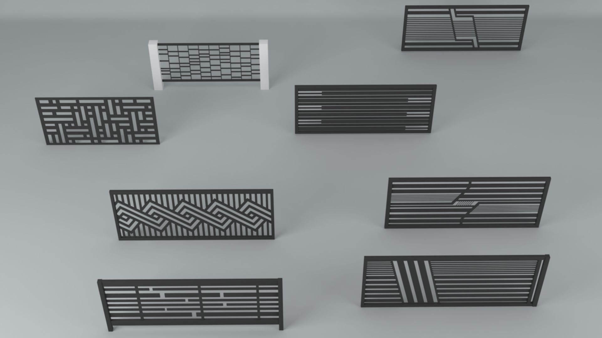Modern Fences 3D model_12