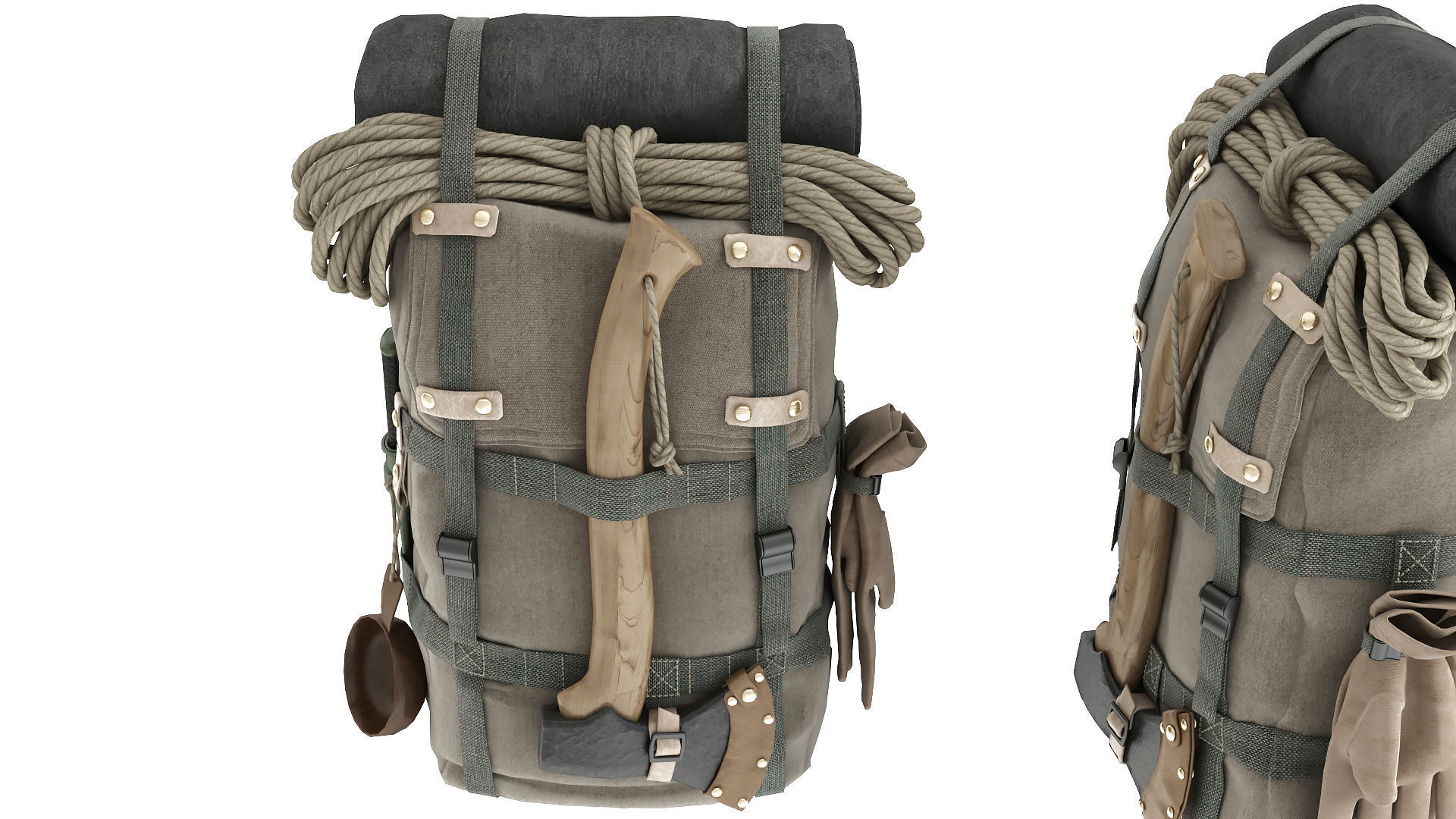 Camping Backpack 3D model_4