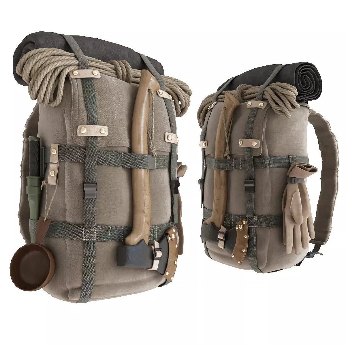 Camping Backpack 3D model_0
