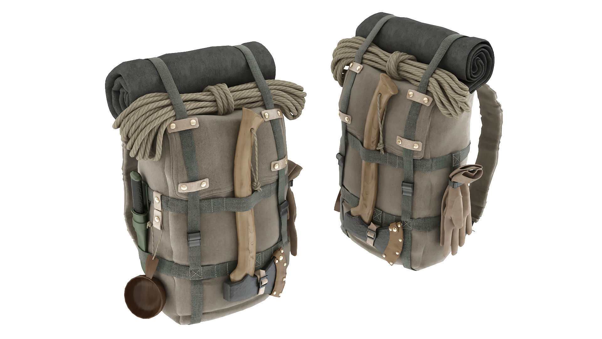 Camping Backpack 3D model_11