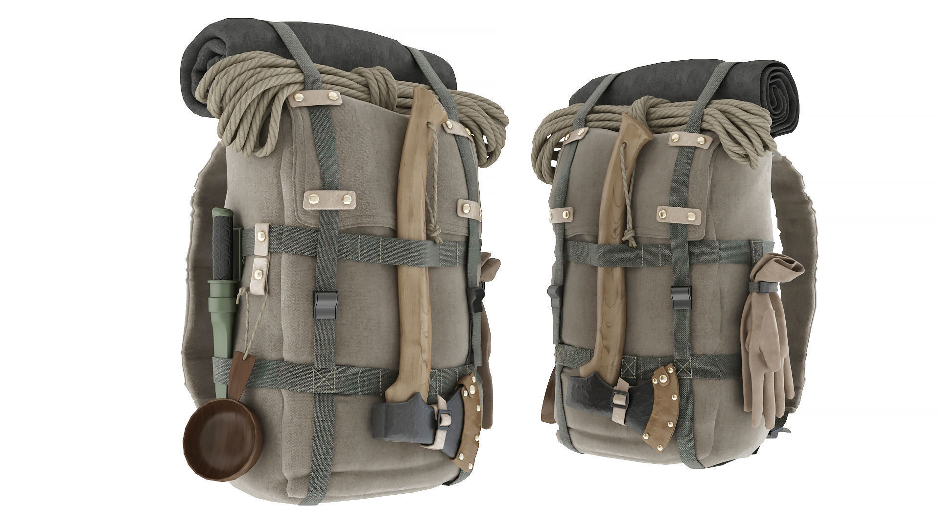 Camping Backpack 3D model_2