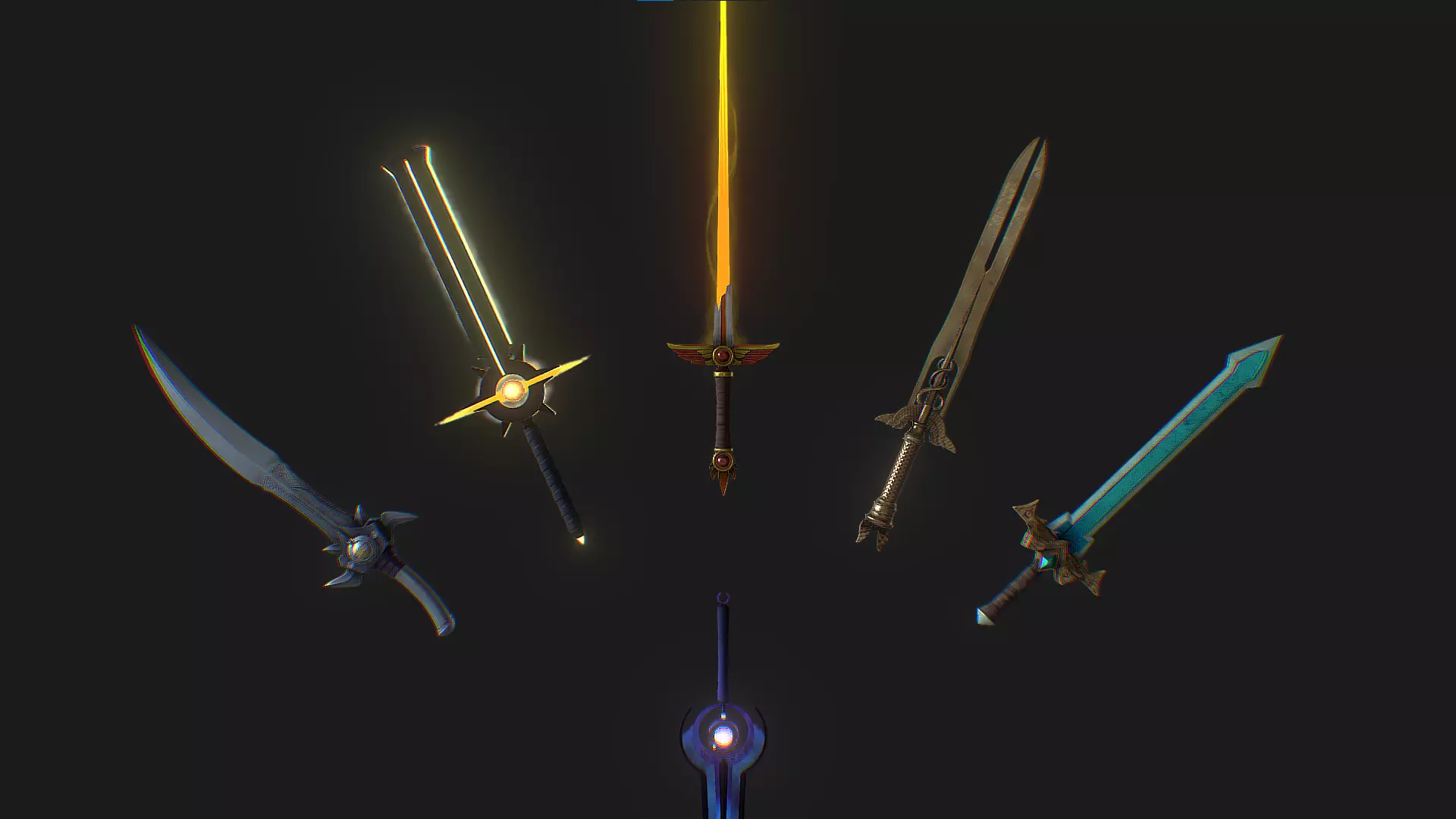 Fantasy Swords Low-poly 3D model_0