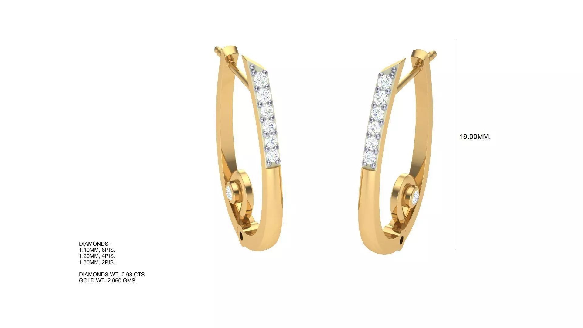 Hoops - Huggies Earrings - 13 3D print model