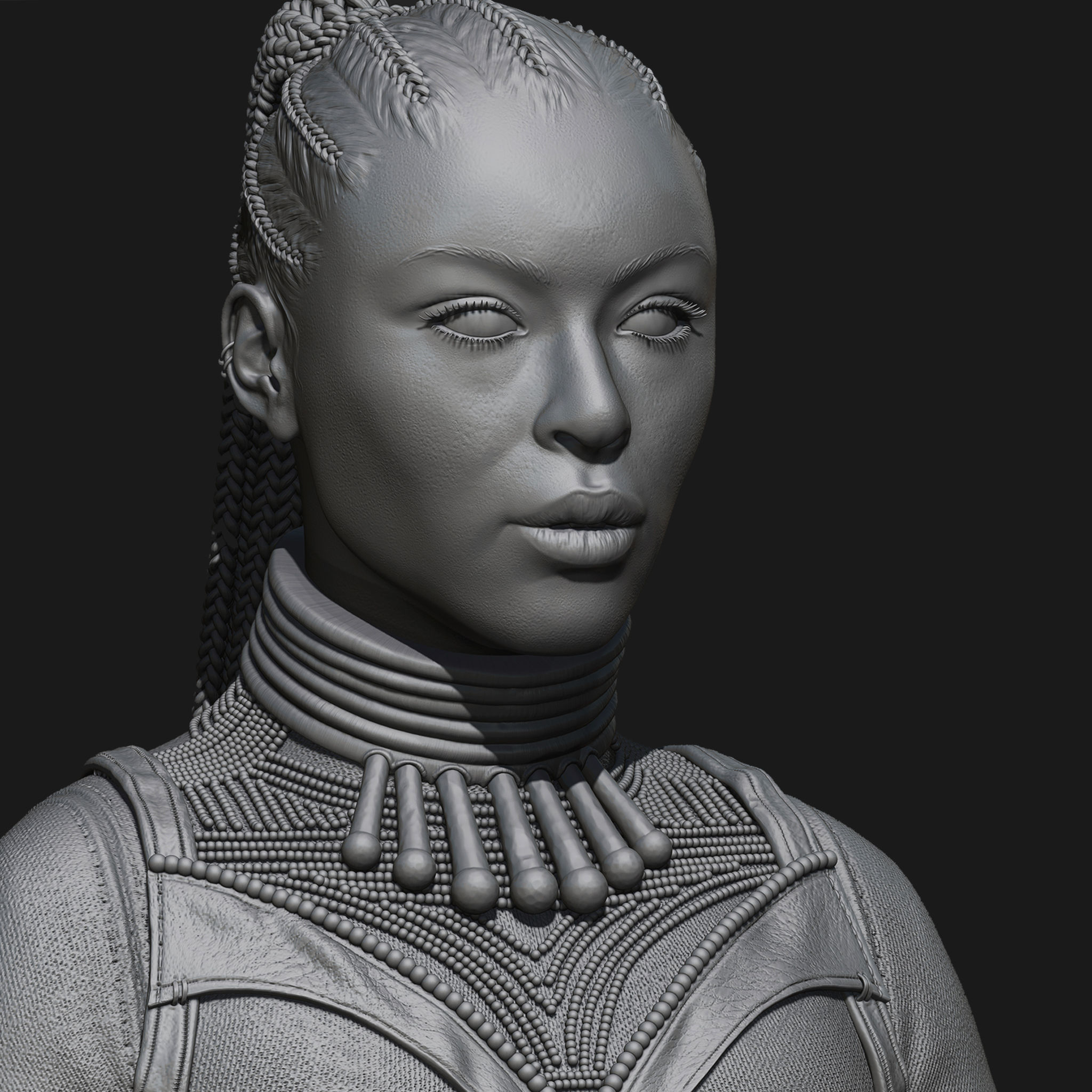 Highpoly Female  Warrior Character Sculpted in Zbrush 3D model_1