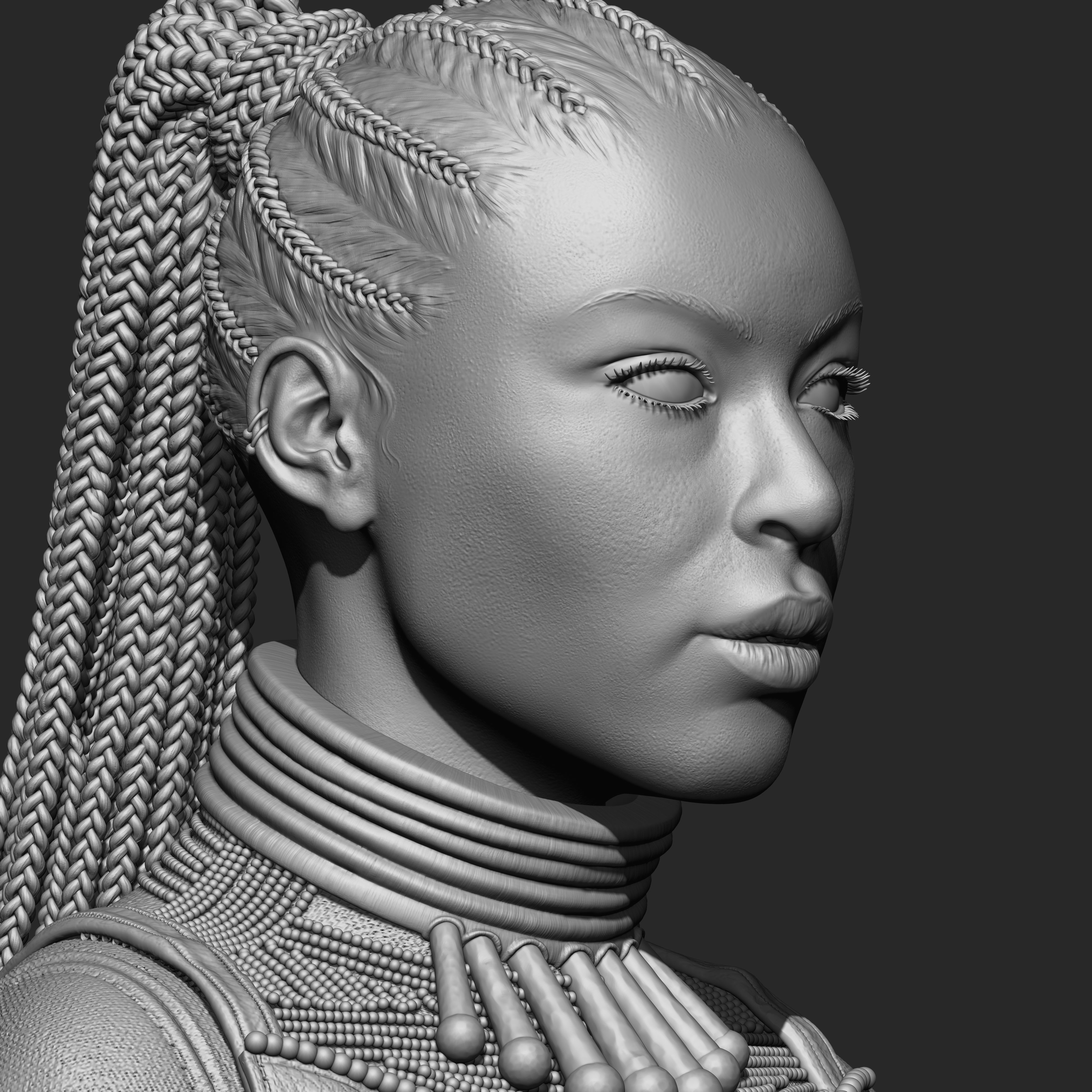 Highpoly Female  Warrior Character Sculpted in Zbrush 3D model_5