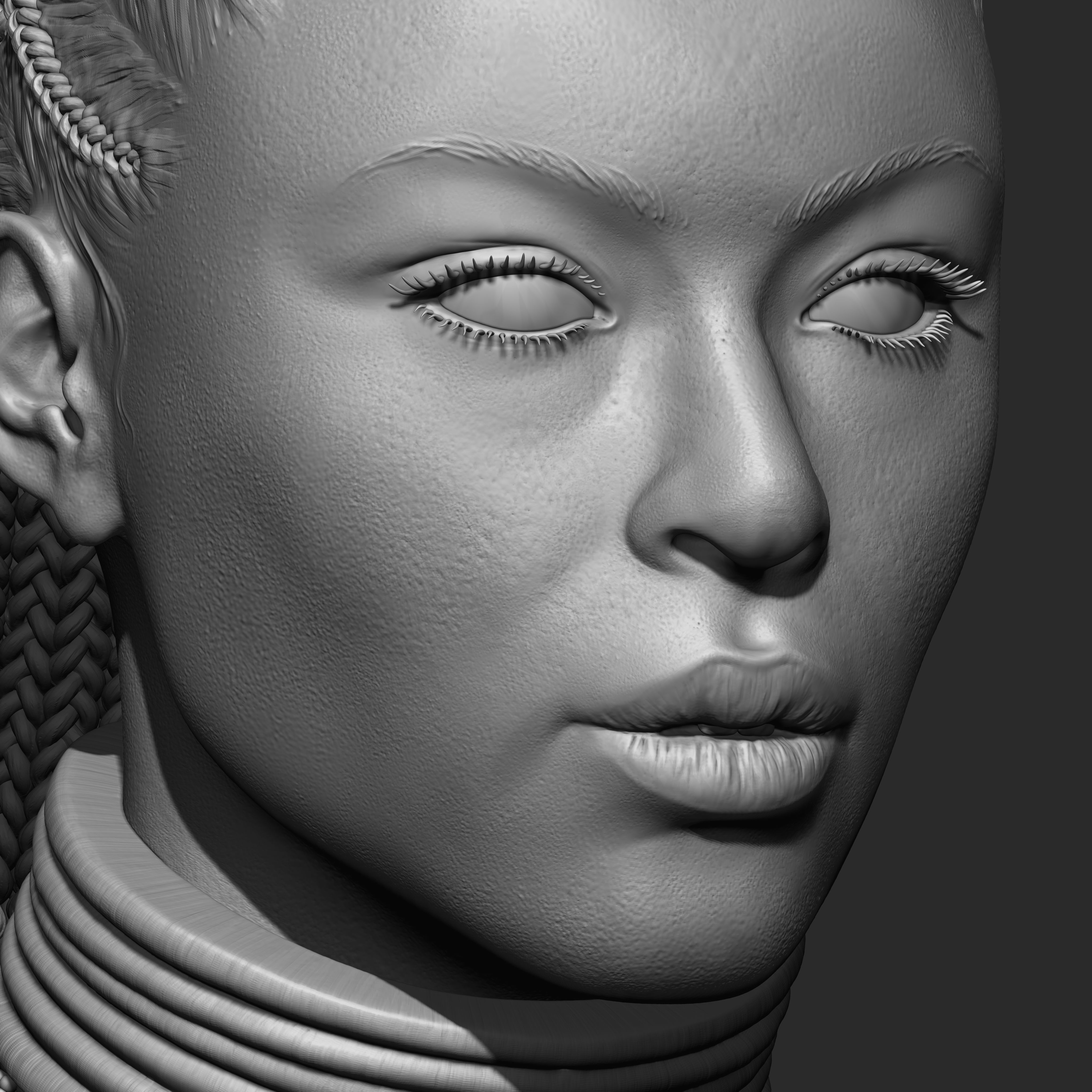 Highpoly Female  Warrior Character Sculpted in Zbrush 3D model_2