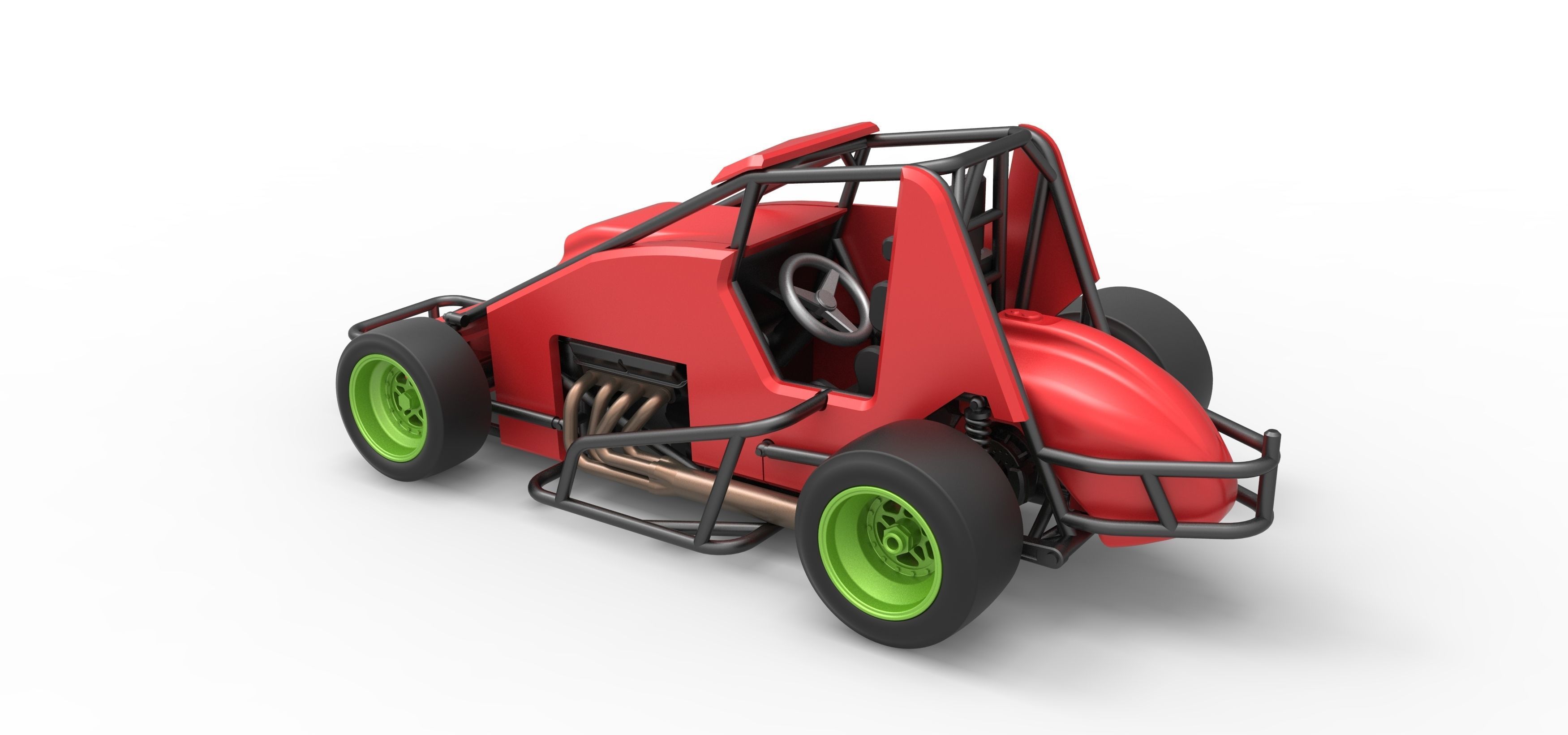 Pavement Sprint car Scale 1 to 25 3D print model_12