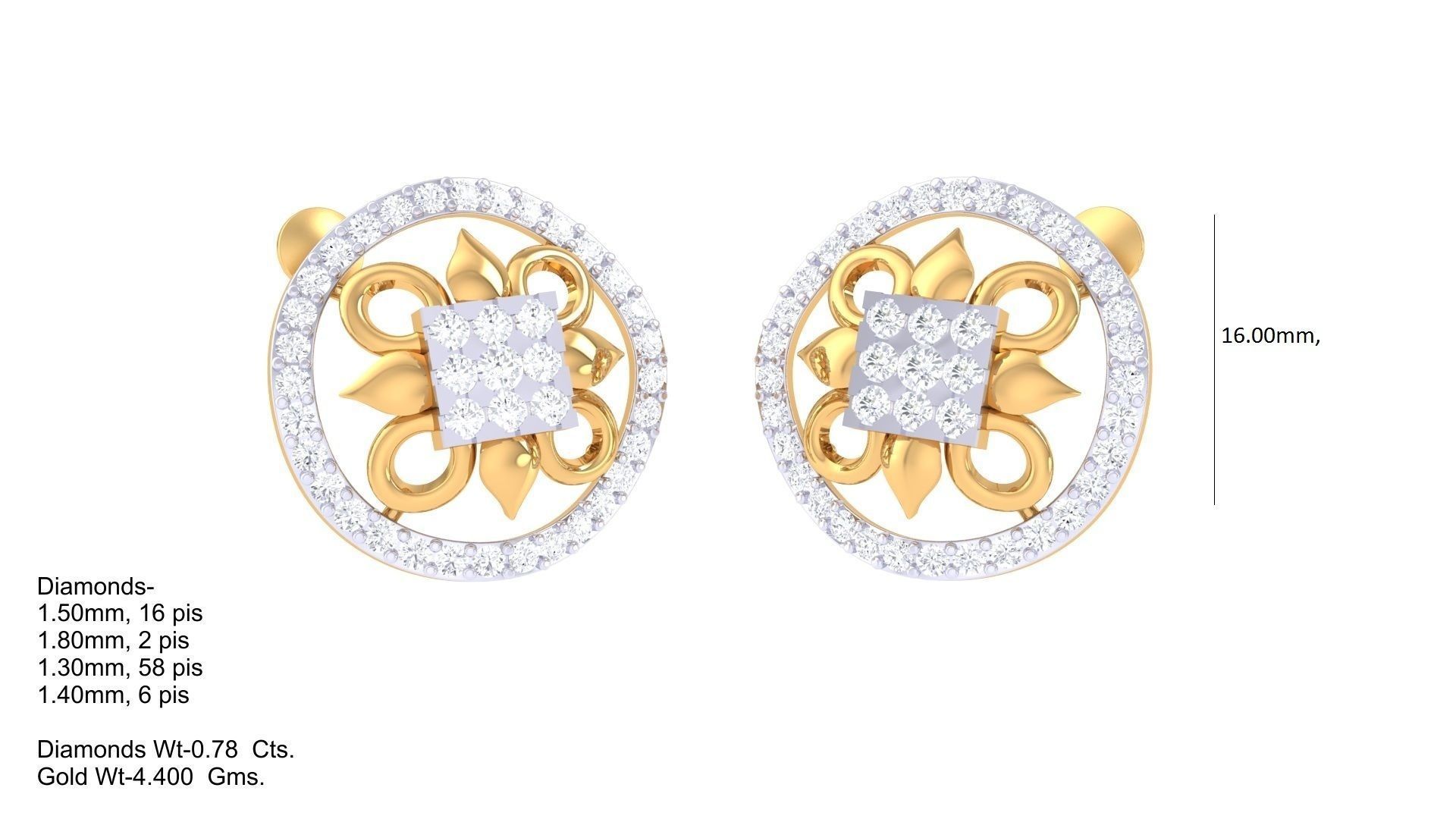 Studs Earrings - 42 3D print model_1