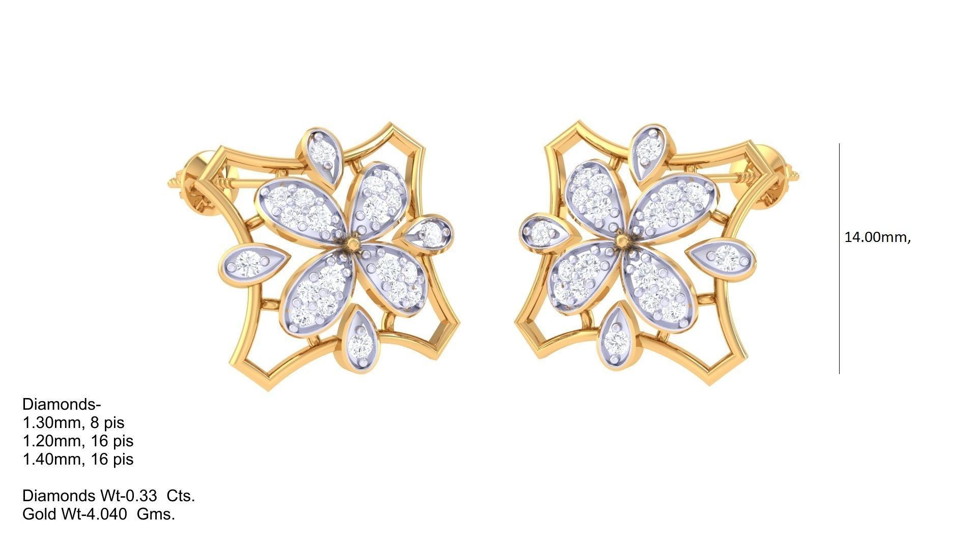 Studs Earrings - 40 3D print model_1