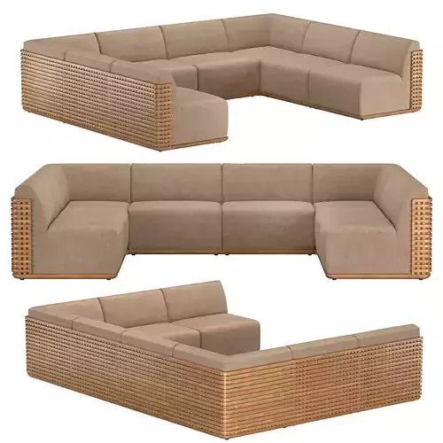 TRELICA TEAK MODULAR U-SOFA SECTIONAL 3D model