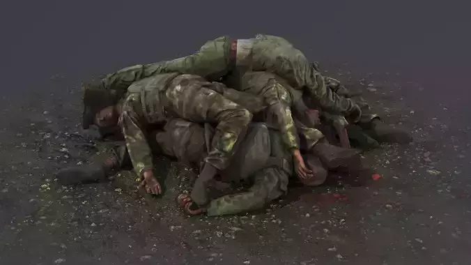Pile of Fallen Soldiers Low-poly 3D model