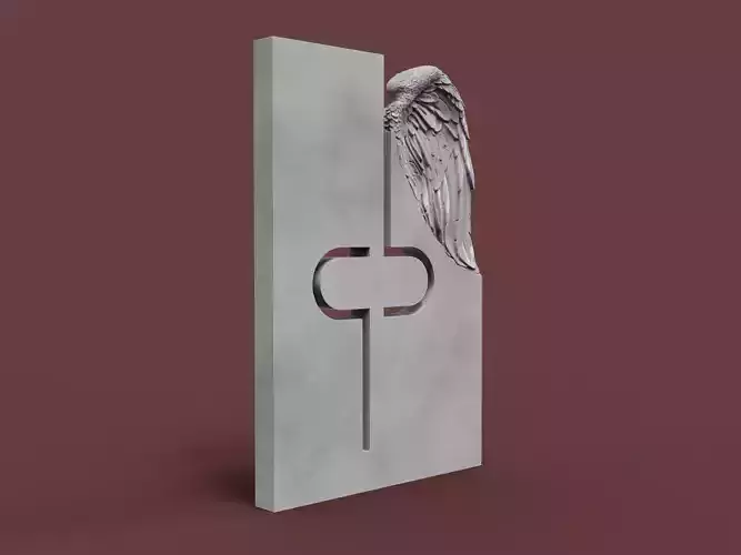 Memorial Tombstone with wing 3D print model
