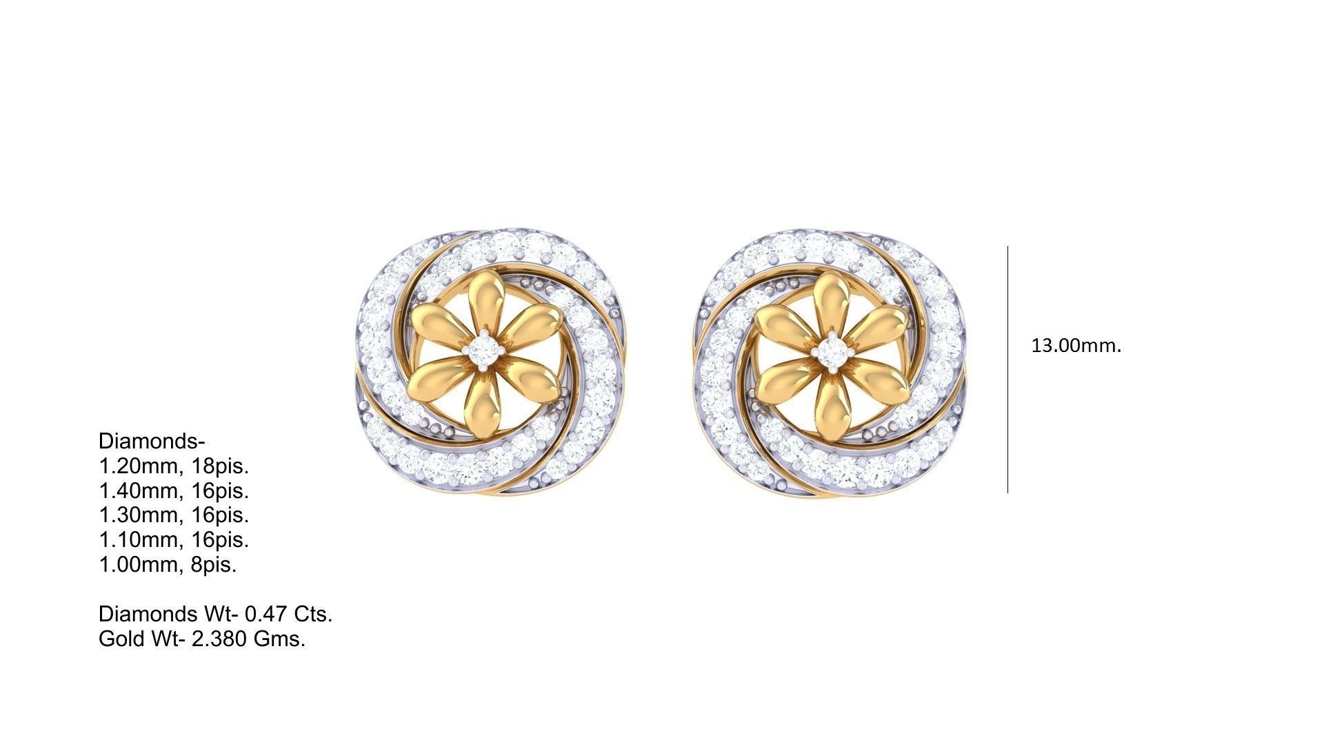 Studs Earrings - 45 3D print model_2