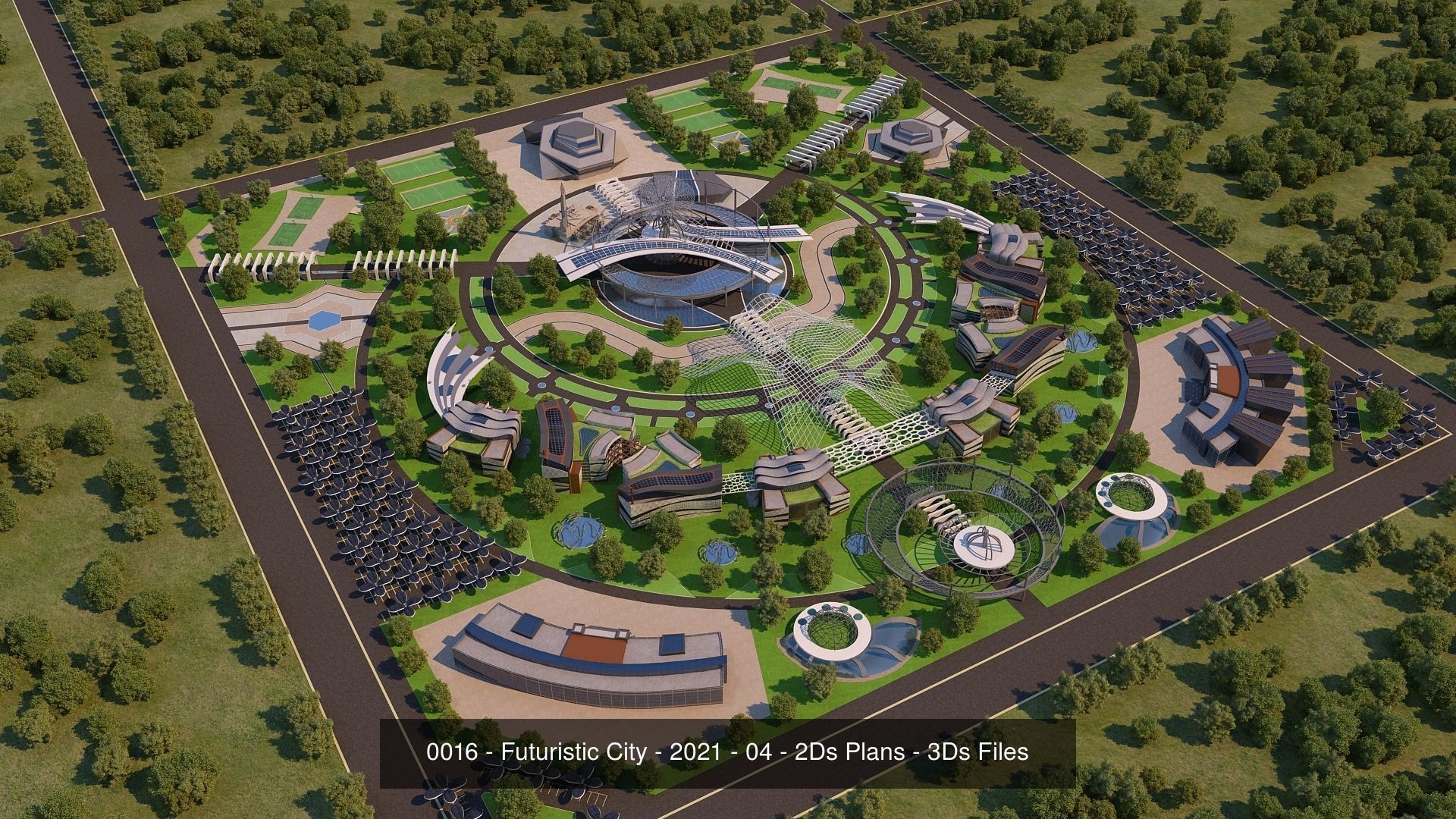 4 Futuristic City Architecture Projects  - Bundle 3D Model Collection_4