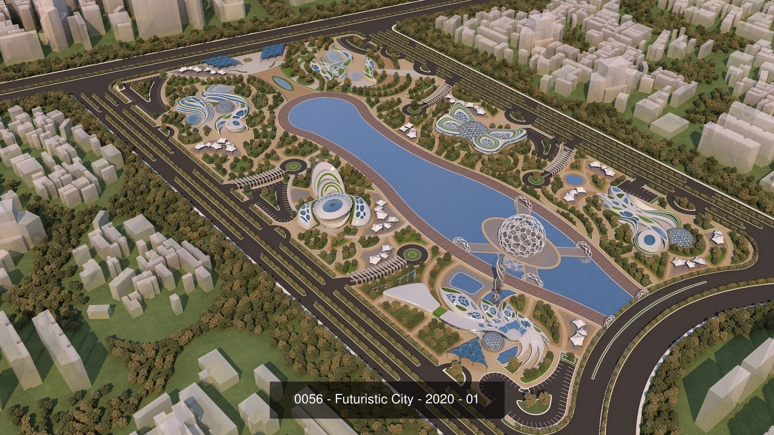 4 Futuristic City Architecture Projects  - Bundle 3D Model Collection_5