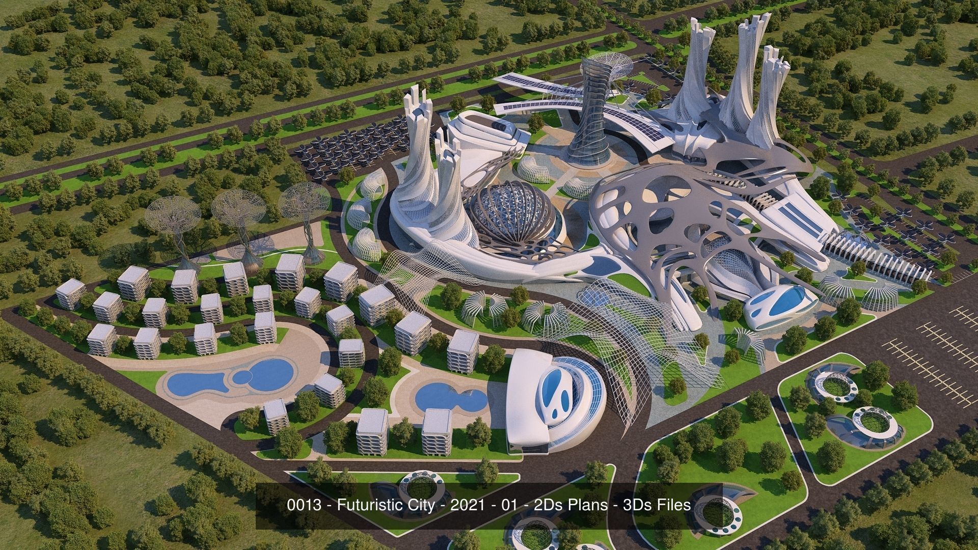 4 Futuristic City Architecture Projects  - Bundle 3D Model Collection_2