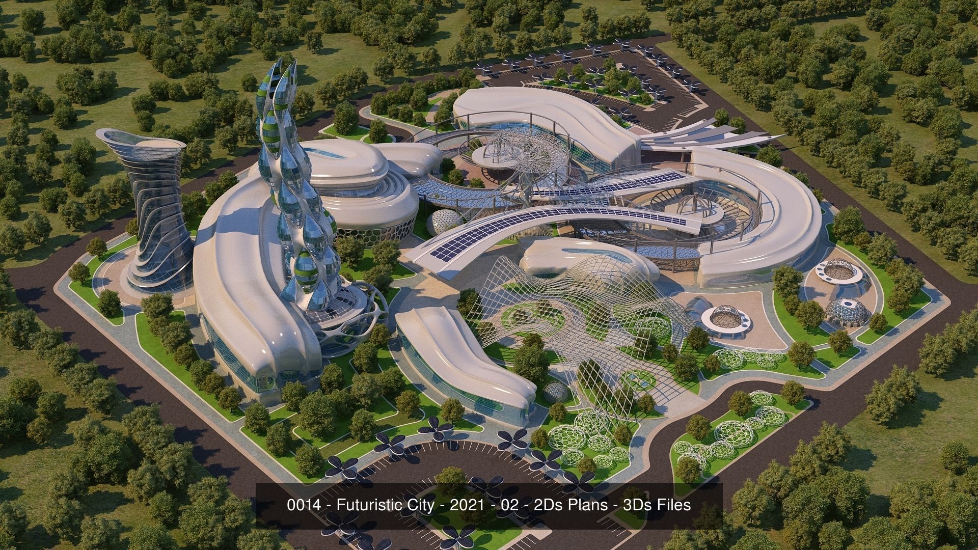 4 Futuristic City Architecture Projects  - Bundle 3D Model Collection_3