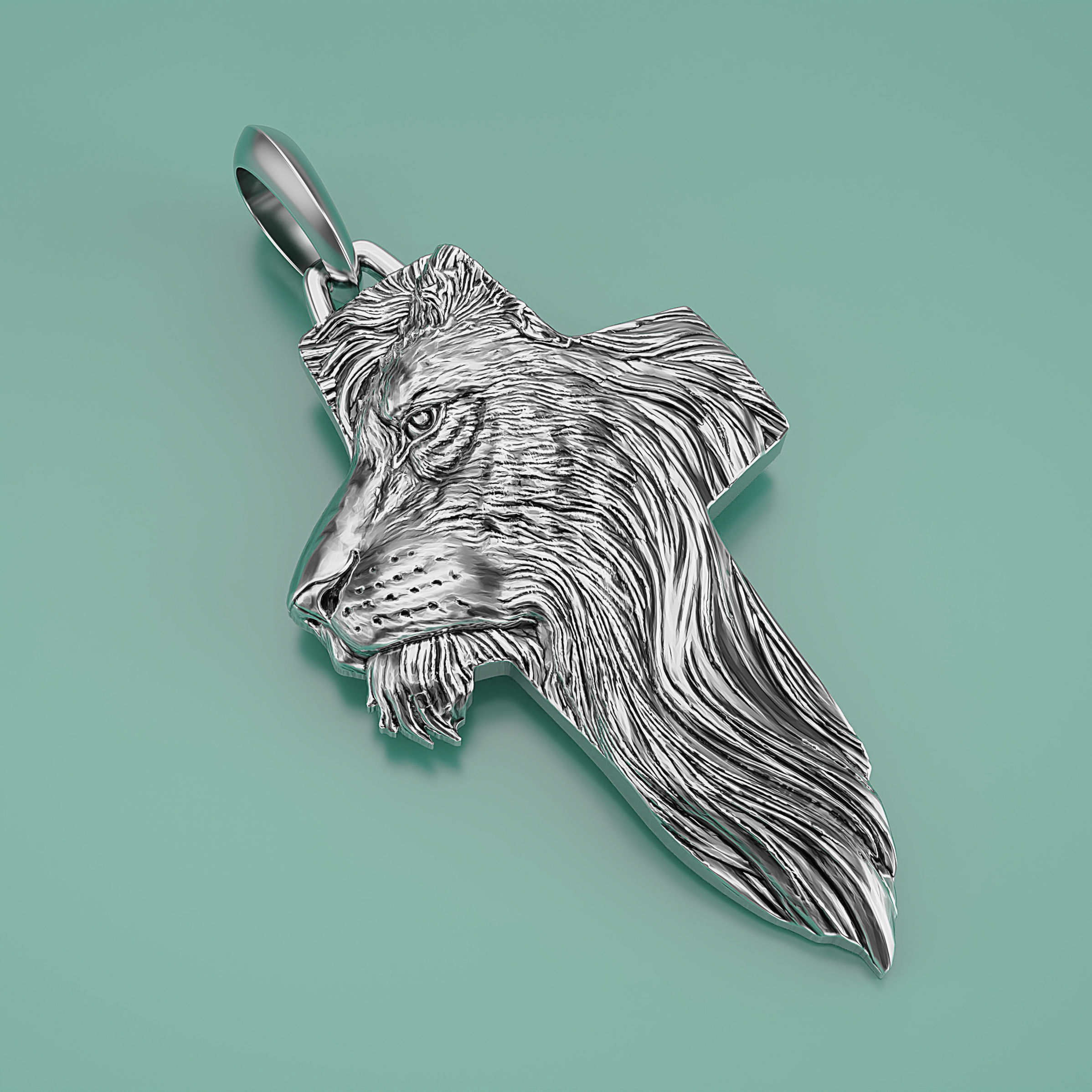 Pendant Lion Cross 3D print model_8