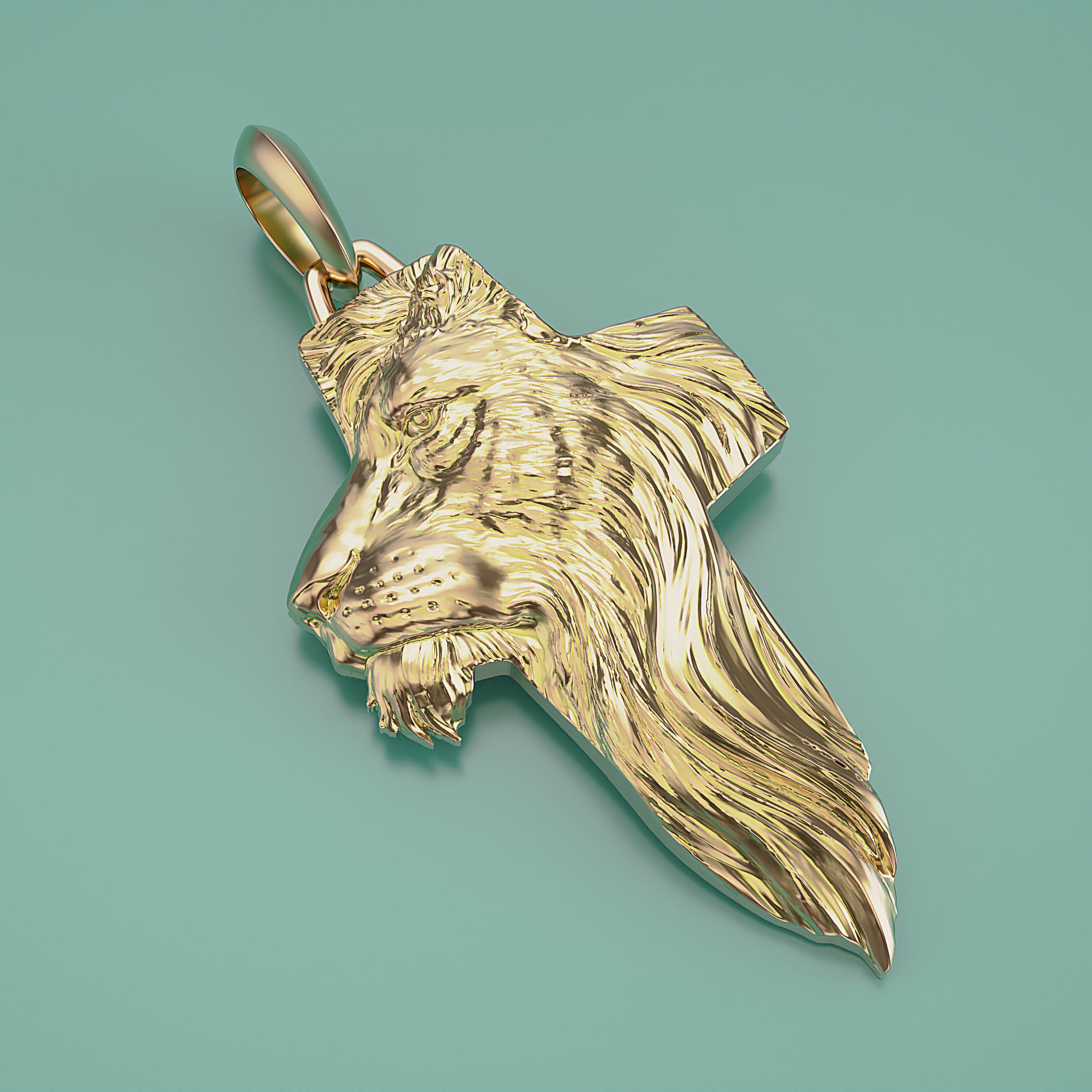 Pendant Lion Cross 3D print model_9