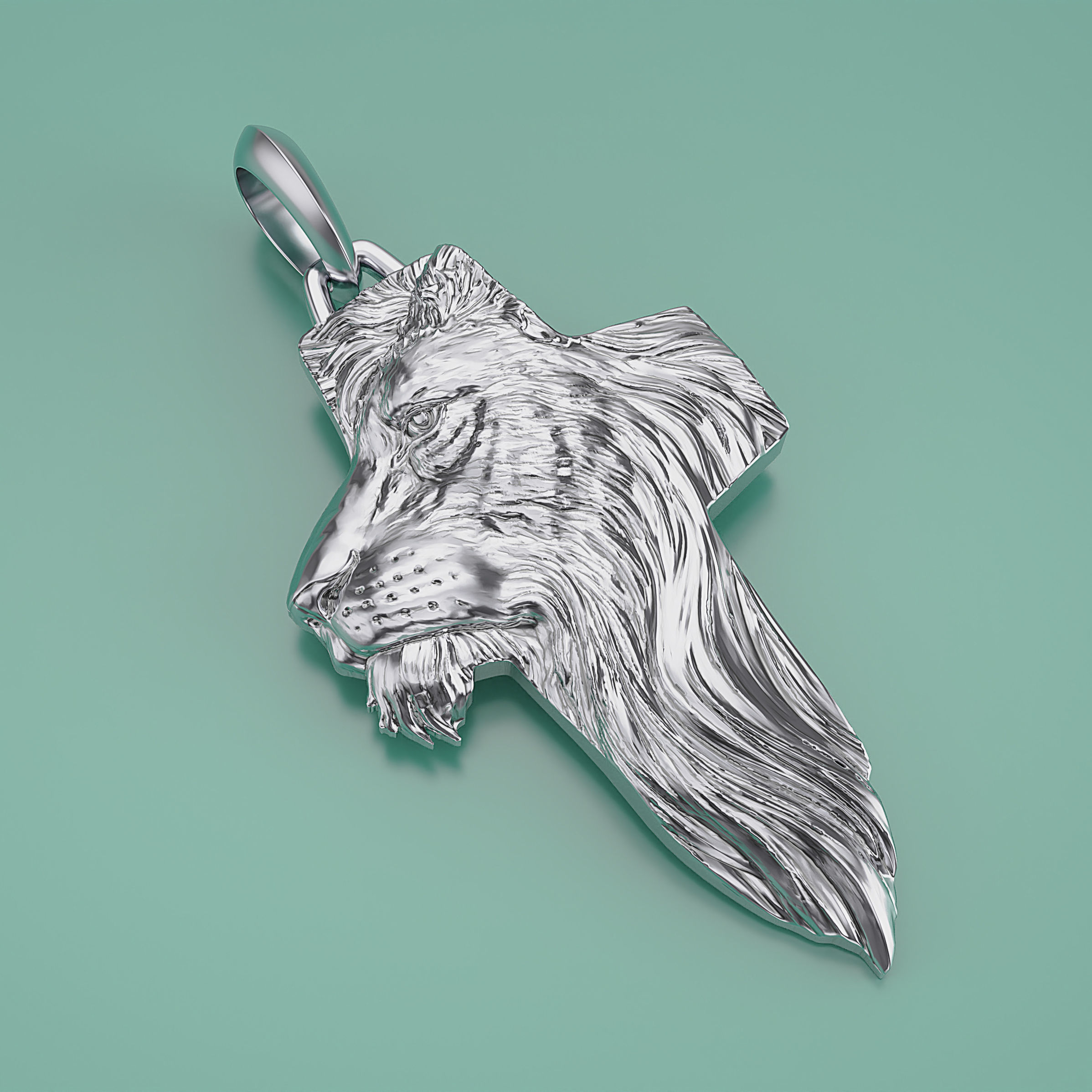 Pendant Lion Cross 3D print model_2