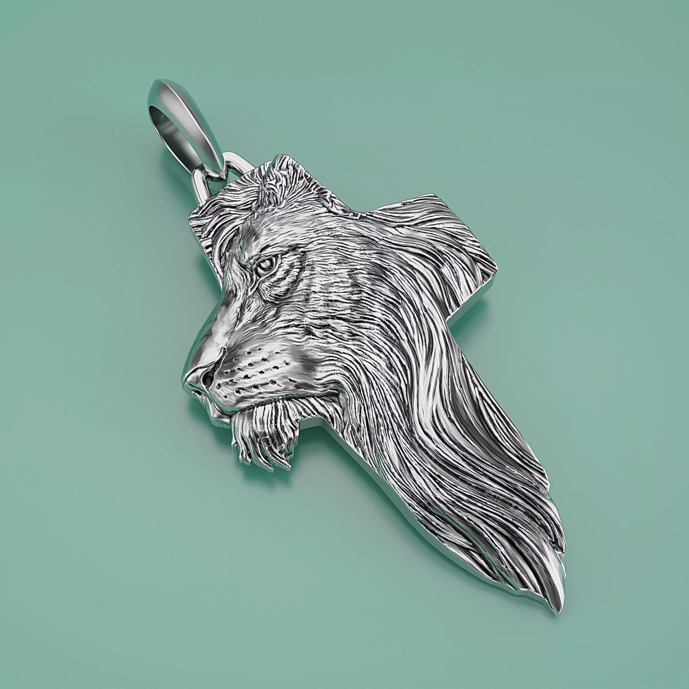 Pendant Lion Cross 3D print model_0