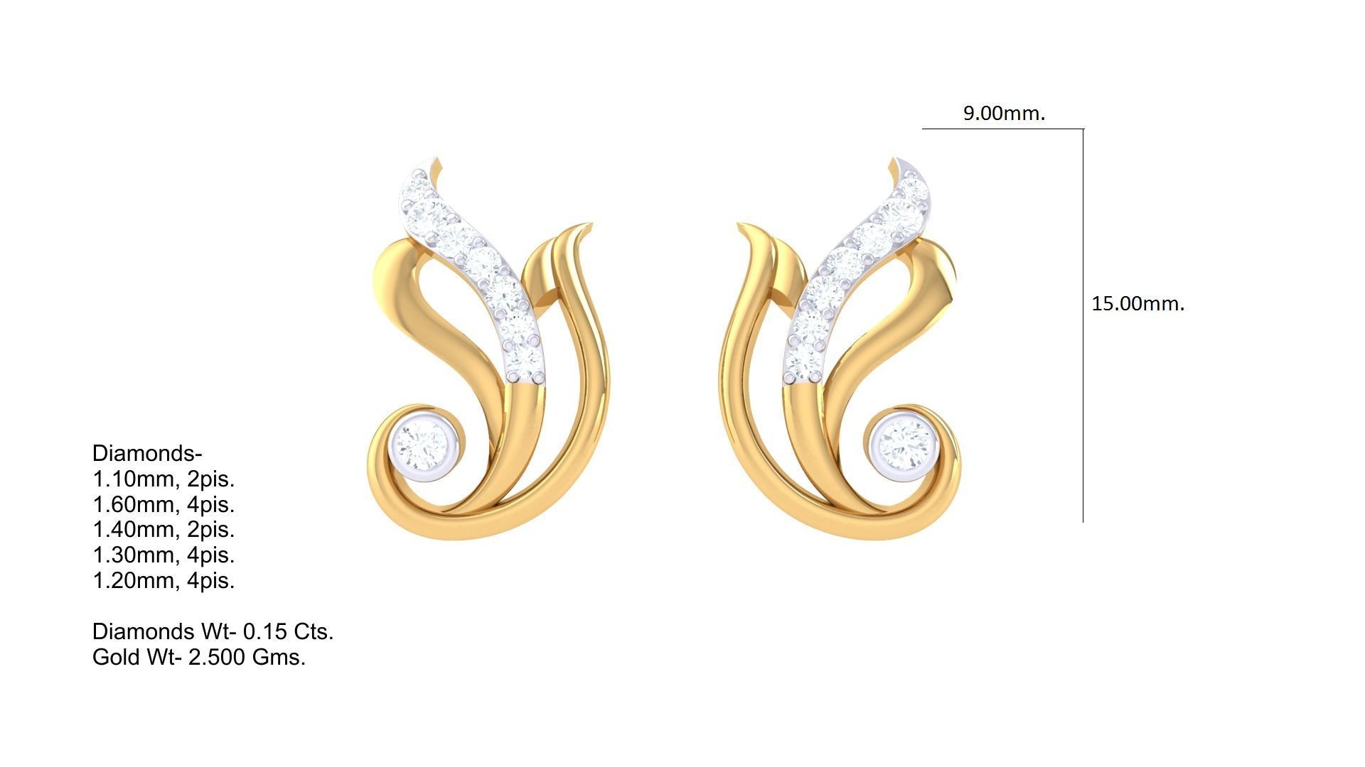 Hoops - Huggies Earrings - 14 3D print model_1