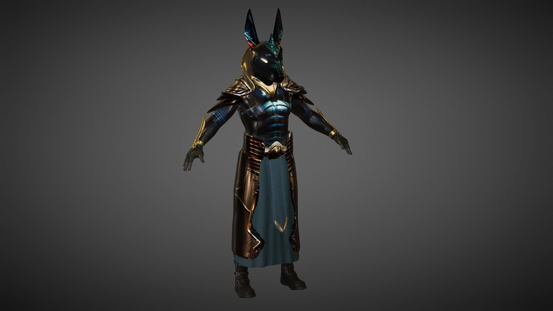 Anubis Low-poly 3D model_5