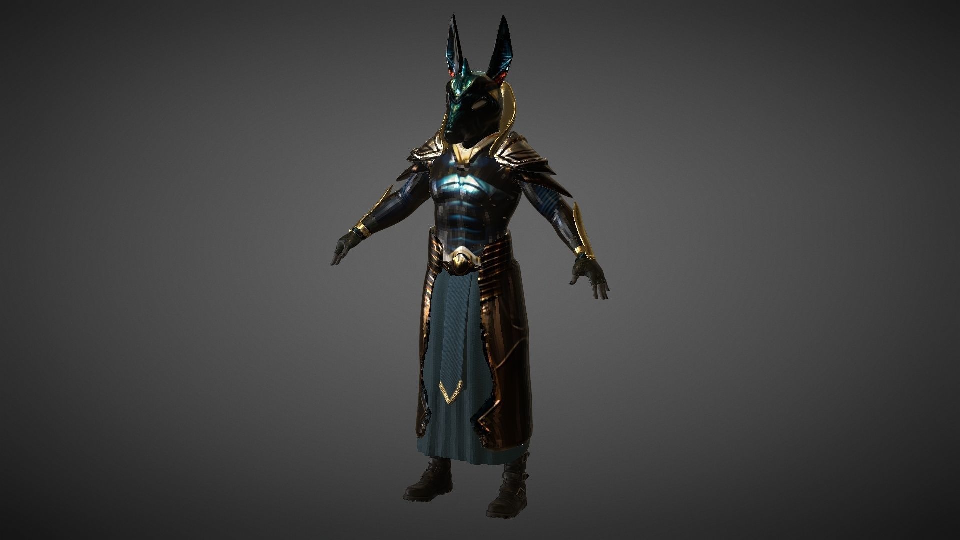 Anubis Low-poly 3D model_3