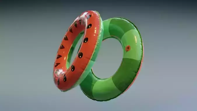 Swimming Ring - Watermelon Low-poly 3D model