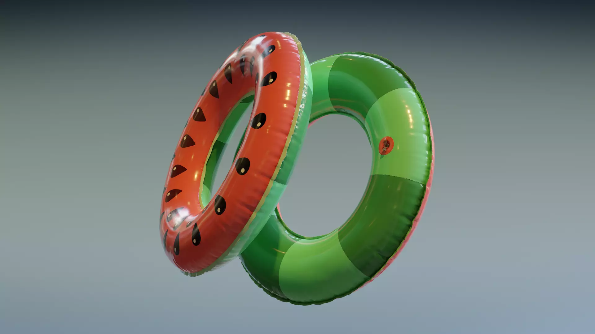 Swimming Ring - Watermelon Low-poly 3D model_0