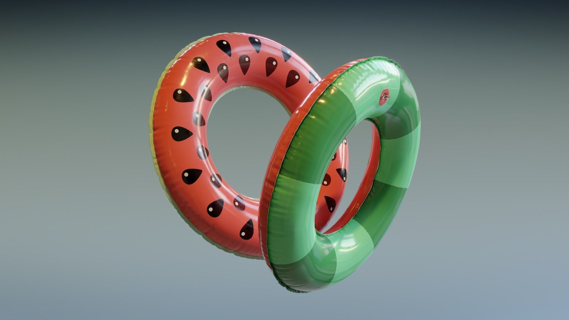 Swimming Ring - Watermelon Low-poly 3D model_2