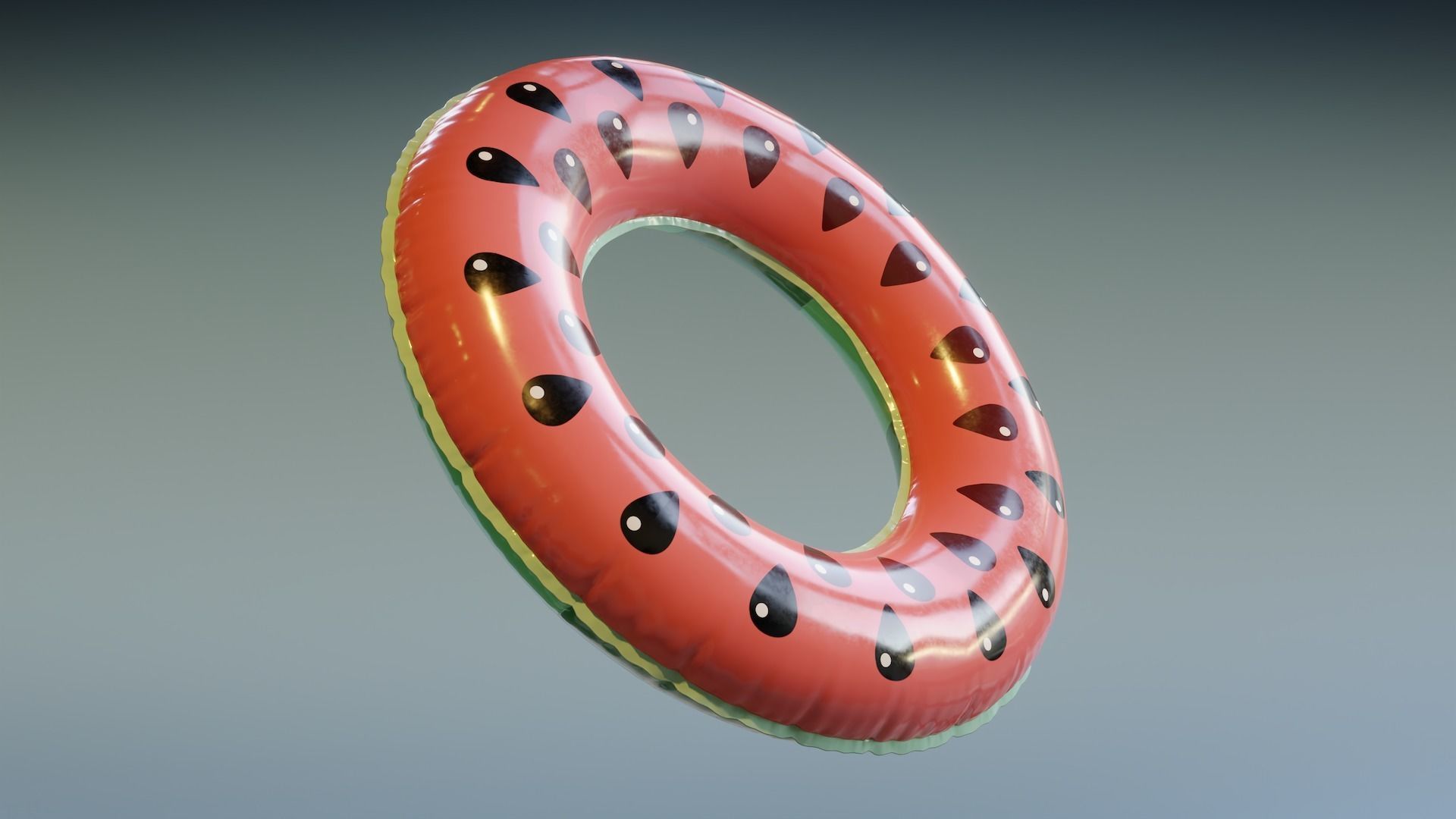Swimming Ring - Watermelon Low-poly 3D model_3
